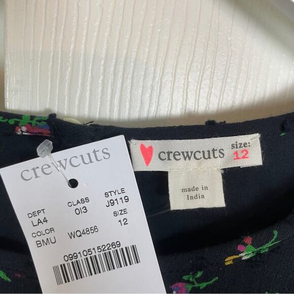Crewcuts x J. Crew Black Mini Floral Swiss Dot S/S Dress Lined NWT - Picture 9 of 10